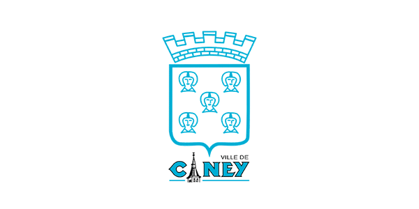 Blason de la Ville de Ciney avec couronne et cinq têtes, symbole héraldique belge