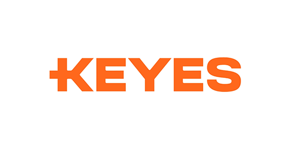 Logo Keyes - marque ou entreprise en lettres majuscules orange vif sur fond blanc.