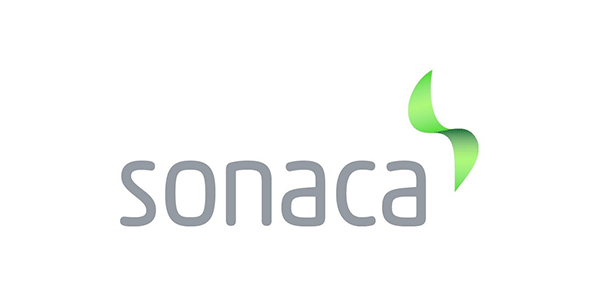 Logo Sonaca, entreprise spécialisée dans l'aéronautique et la sous-traitance industrielle de précision.